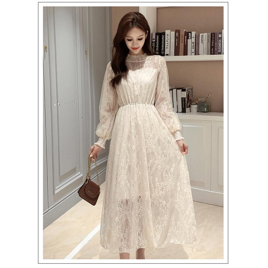レースワンピース レディース 40代 秋冬 長袖ワンピース 白レースマキシワンピース フレアスカート シースルー 結婚式ドレス パーティー オシャレ 大人 上品 Y2842 Fairyhouse 通販 Yahoo ショッピング