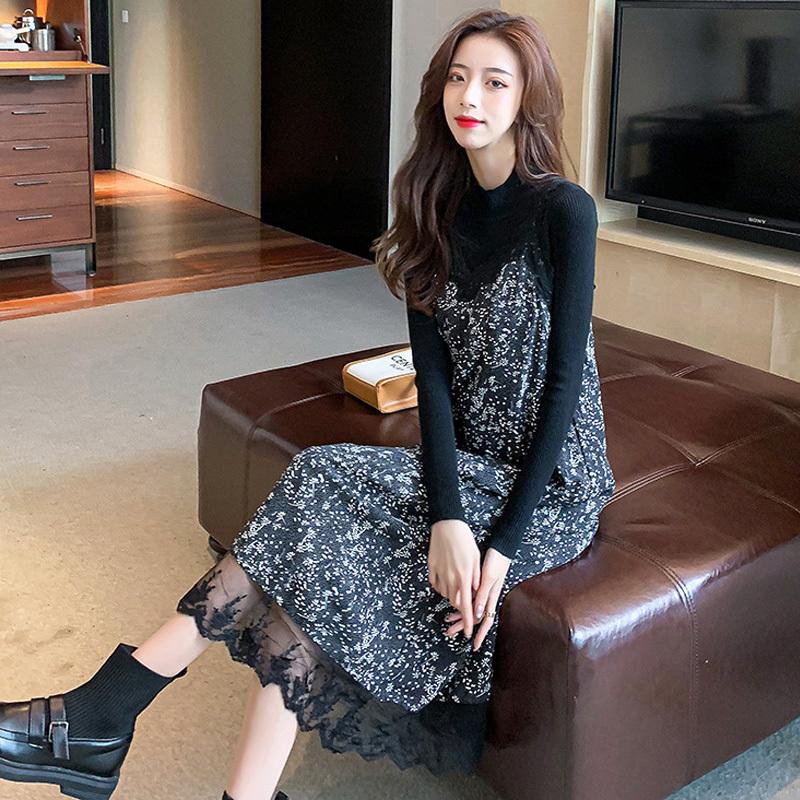 L独特の素材 ニットワンピース レディース 30代 40代 50代 秋冬 ワンピース２点セット ロングワンピース ワンピース L 19 386 Eur Artec Fr