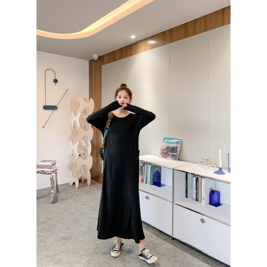 マキシワンピース レディース 秋冬 スウェットワンピース Aライン 体型カバーワンピース 黒ロング丈ワンピース ひざ下 インナー ゆったり 大きいサイズ Y Fairyhouse 通販 Yahoo ショッピング