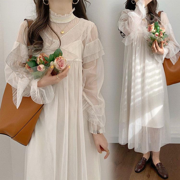 ワンピース レディース 40代 マキシワンピース 春夏 長袖ワンピース きれいめ 白チュールスカート シースルー オシャレ結婚式ドレス お出かけ 大人 30代 50代 Y2842 Fairyhouse 通販 Yahoo ショッピング