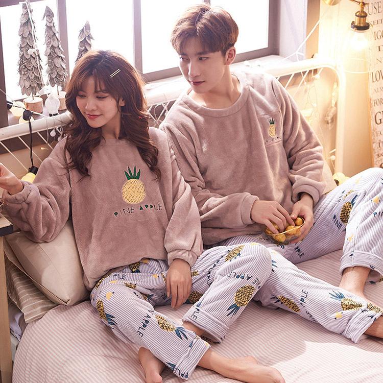 カップルパジャマ ペアパジャマ 冬 裏起毛 フワモコパジャマ 部屋着 寝巻き ルームウェア モコモコ上下セット 可愛い 厚手 長袖 あったか サンゴネル ギフト Y2845 Fairyhouse 通販 Yahoo ショッピング