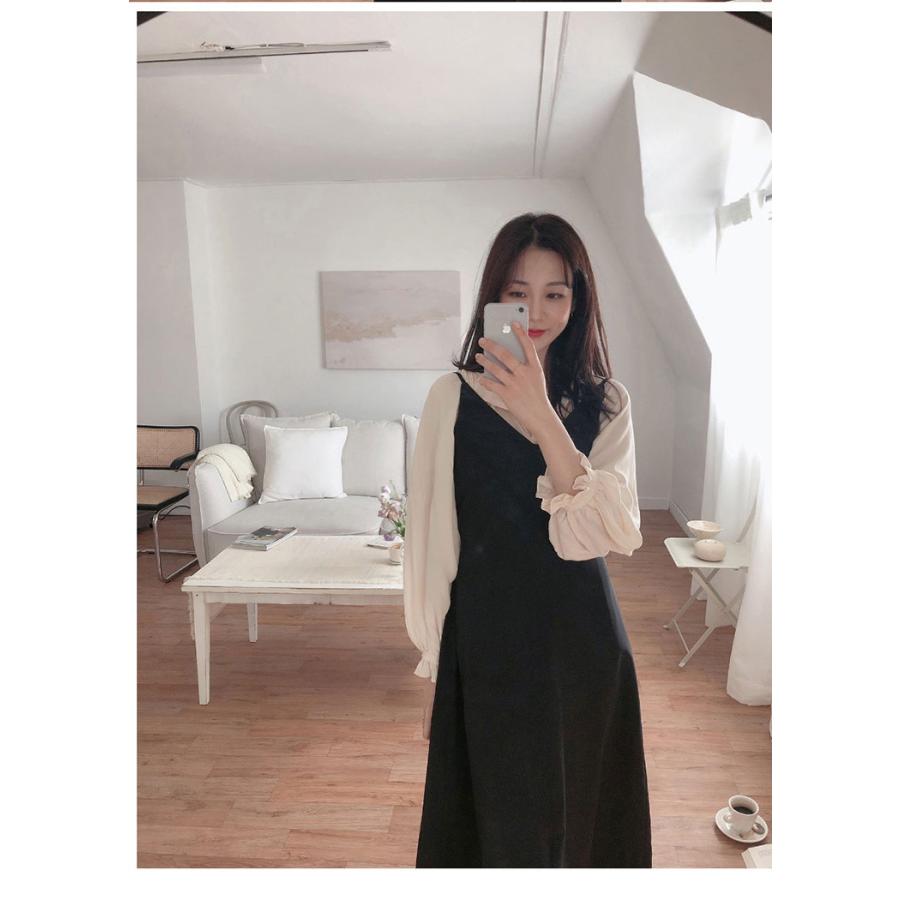 ワンピース レディース 40代 サロベットスカート 春夏秋 長袖ブラウス白 ロング丈キャミワンピース 体型カバー カジュアル韓国風セットアップ オシャレ Y Fairyhouse 通販 Yahoo ショッピング