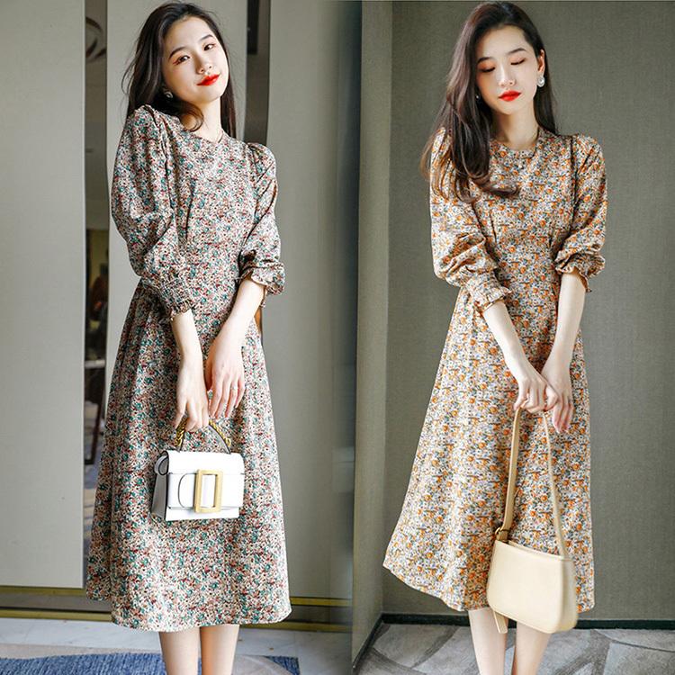 ワンピース レディース 40代 きれいめ マキシワンピース 春夏秋 長袖ワンピース 花柄シフォン フレアスカート オシャレ韓国風 大人 ゆったり Y Fairyhouse 通販 Yahoo ショッピング
