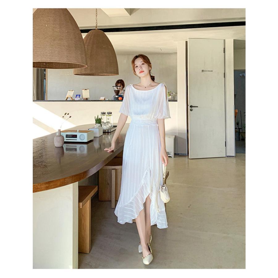 ワンピース レディース 40代 マキシワンピース 春夏 ワンピース 白シフォン スリットフレアスカート オシャレ韓国風 大人上品 30代 結婚式ドレス お出かけ Y Fairyhouse 通販 Yahoo ショッピング