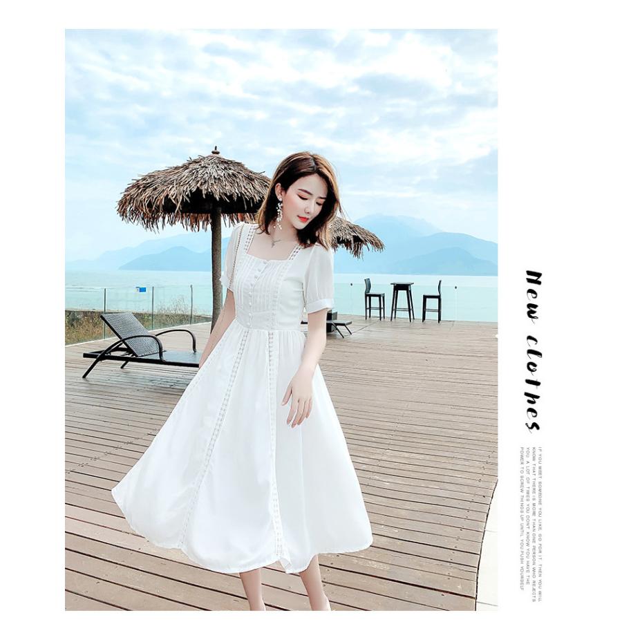 ワンピース レディース 40代 マキシワンピース 春夏新作 半袖ワンピース 白レース スクエアネック フレアスカート オシャレ韓国風 大人 結婚式ドレス旅行 Y Fairyhouse 通販 Yahoo ショッピング