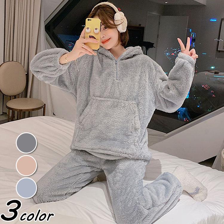 パジャマ ルームウェア レディース 秋冬 モコモコ 長袖 パジャマ フランネルルームウェア 暖かい スウェット上下セット 可愛い 厚手 部屋着 ゆったりオシャレ Y Fairyhouse 通販 Yahoo ショッピング