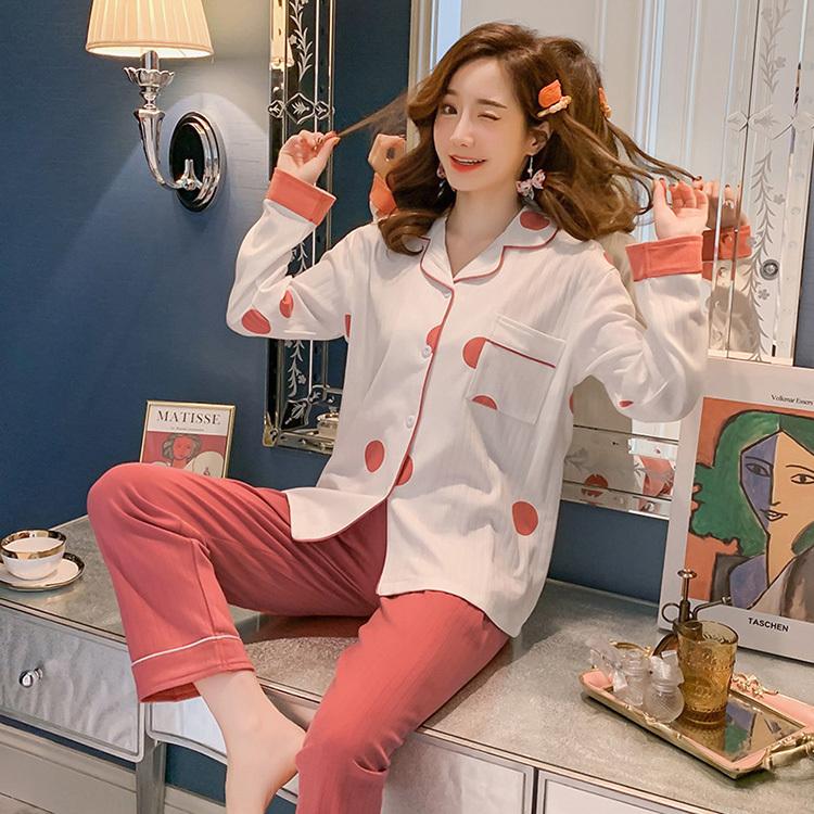 パジャマ ルームウェア レディース 春夏秋冬 長袖パジャマ 前開きルームウェア ドット柄 可愛い パジャマ綿上下セット 大きいサイズ部屋着 寝巻き ギフト Y Fairyhouse 通販 Yahoo ショッピング