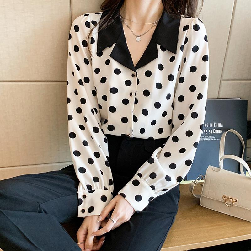 ブラウス レディース きれいめ 40代 春秋新作 オシャレブラウス 白 ドット柄シャツ 長袖トップス Vネックブラウス 大人 通勤 ゆったり シャツ30代 50代 Y Fairyhouse 通販 Yahoo ショッピング