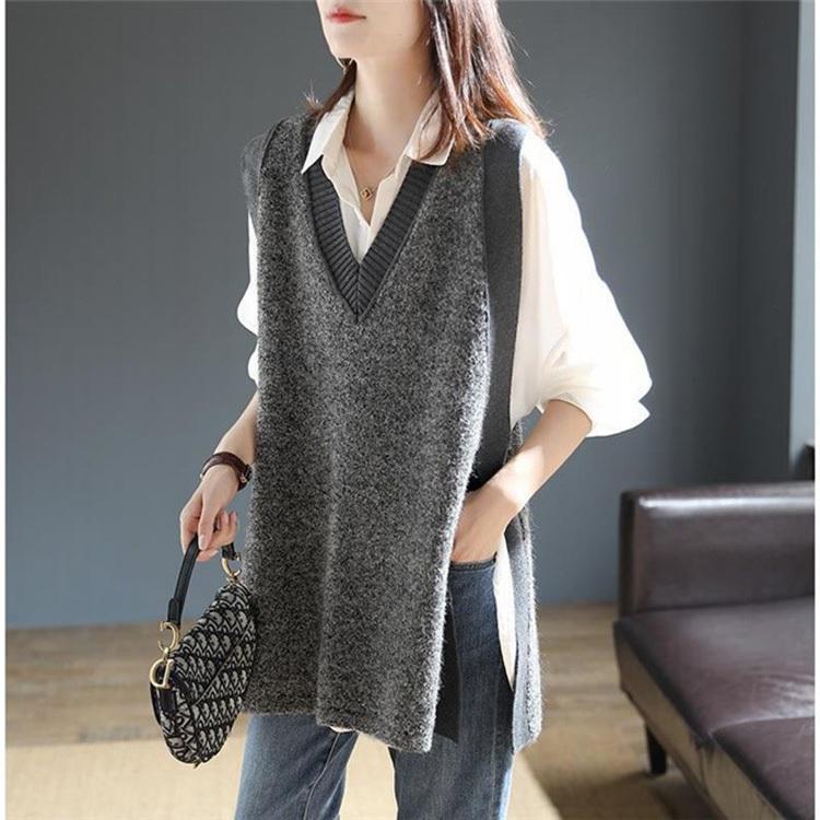 ニットベスト レディース 40代 春秋冬 ベストセーター ノースリープ 無地 Vネックニットベスト カジュアル韓国風 ゆったり 通勤 着痩せ 体型カバー 秋服 Y Fairyhouse 通販 Yahoo ショッピング