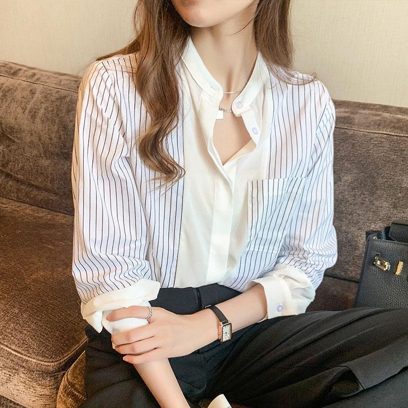 ブラウス レディース きれいめ 40代 春秋新作 オシャレブラウス 白シフォンシャツ 大人 ゆったり Vネックブラウス 長袖トップス 通勤 シャツ30代 50代 71 Off