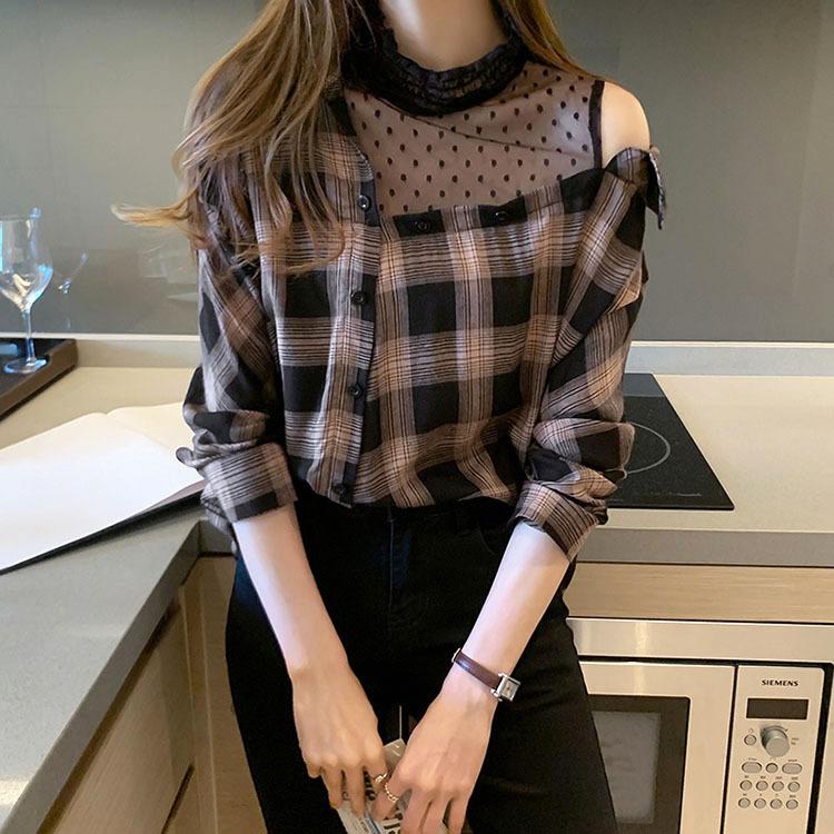 シャツ ブラウス フェイクレイヤード レディース きれいめ 秋 冬 新作 長袖 トップス オシャレ シャツブラウス 上品 ゆったり レース 大きいサイズ着痩せ 黒 Deemdbrehh ファッション Imsservice Co Id