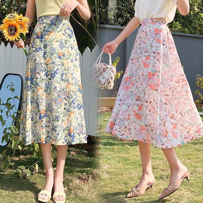 スカート ロング丈 春夏 花柄フレアスカート シフォン レディース Aラインスカート マキシ丈 ハイウエスト ボトムス 美脚 通勤ol オシャレ大人可愛い 40代 Y Fairyhouse 通販 Yahoo ショッピング