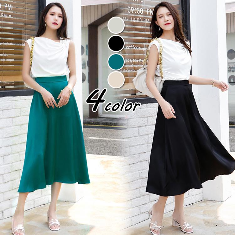 スカート ロング丈 春夏 フレアスカート レディース Aラインスカート 無地レション マキシ丈 ハイウエスト ボトムス 美脚 通勤ol オシャレ大人可愛い 40代 Y2854 Fairyhouse 通販 Yahoo ショッピング