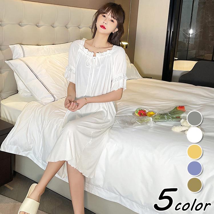 ネグリジェ 春夏秋 姫 ネグリジェ ワンピース レースネグリジェ ロング丈 半袖ネグリジェ モダール綿パジャマ レディース 大人可愛い部屋着 オシャレゆったり Y Fairyhouse 通販 Yahoo ショッピング