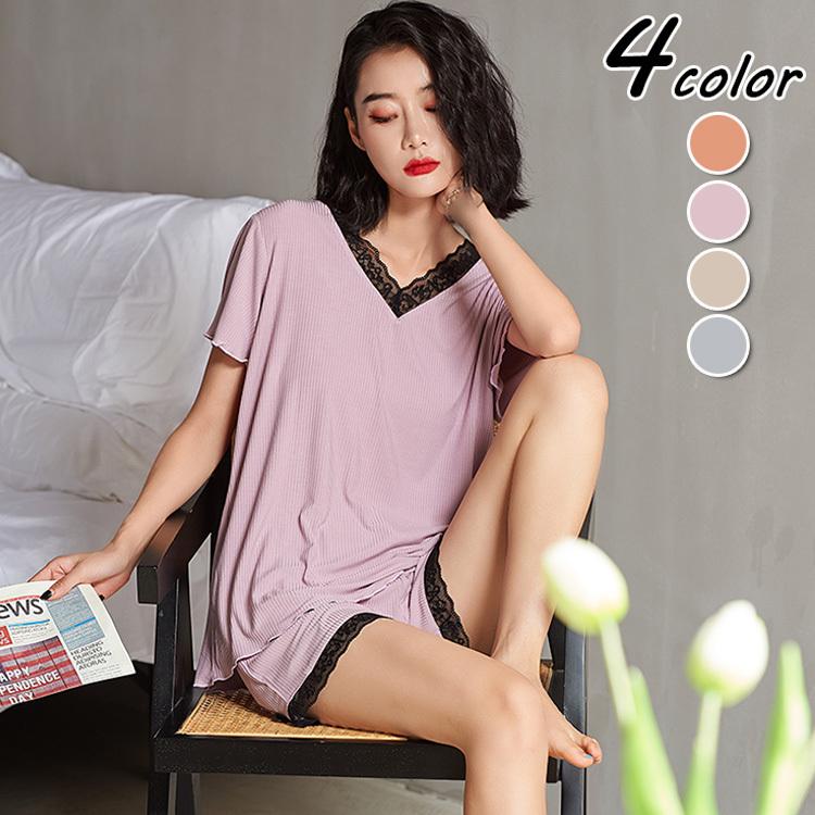 パジャマ ルームウェア レディース 春夏 半袖 パジャマ モダールルームウェア 薄手 セクシーレース 大きいサイズ 上下セット 可愛い パジャマ 女性 部屋着 Y2863 Fairyhouse 通販 Yahoo ショッピング