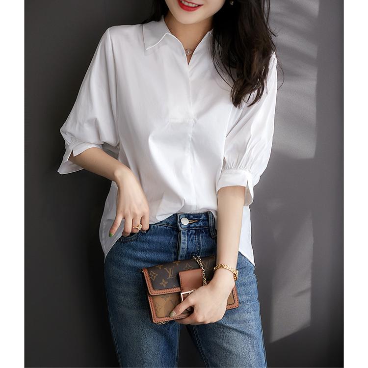 ブラウス レディース 40代 春夏新作 オシャレブラウス 白シャツ 五分袖トップス パフスリーブ 折り襟 上品 大人 通勤ol ゆったりシャツ 30代 50代 Y Fairyhouse 通販 Yahoo ショッピング
