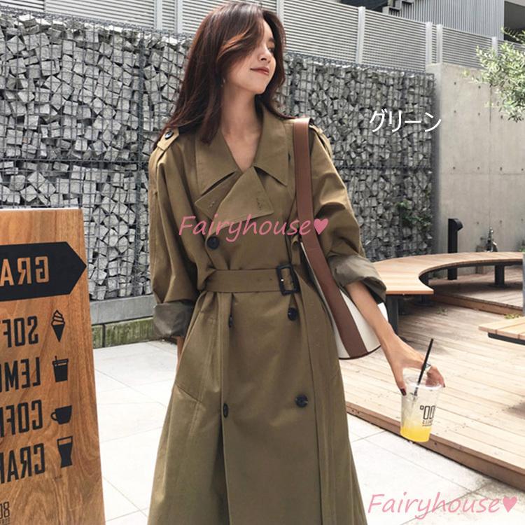 トレンチコート レディース 40代 ロング丈ジャケットカーキ スプリングコート 春コート 薄手アウター 秋服 カジュアル韓国風 バーカー 30代 50代 大きいサイズ Y Fairyhouse 通販 Yahoo ショッピング
