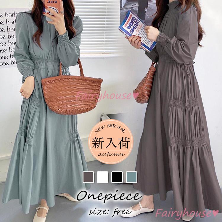 ワンピース レディース 40代 きれいめ マキシワンピース 秋服 長袖ワンピース 黒 無地 Aラインスカート ひざ下 オシャレ カジュアル韓国風 体型カバー 50代 Y Fairyhouse 通販 Yahoo ショッピング