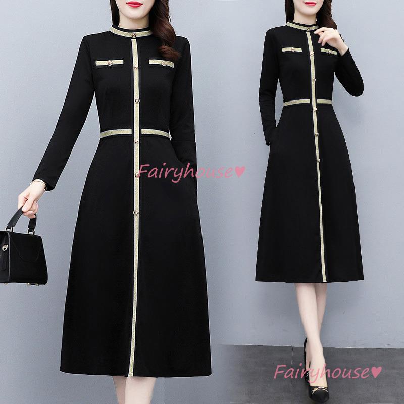 ワンピース レディース 40代 きれいめ マキシワンピース 秋冬 長袖ワンピース 黒ドレス Aラインスカート オシャレ韓国風 通勤ol 大人 体型カバー 30代 50代 Y Fairyhouse 通販 Yahoo ショッピング