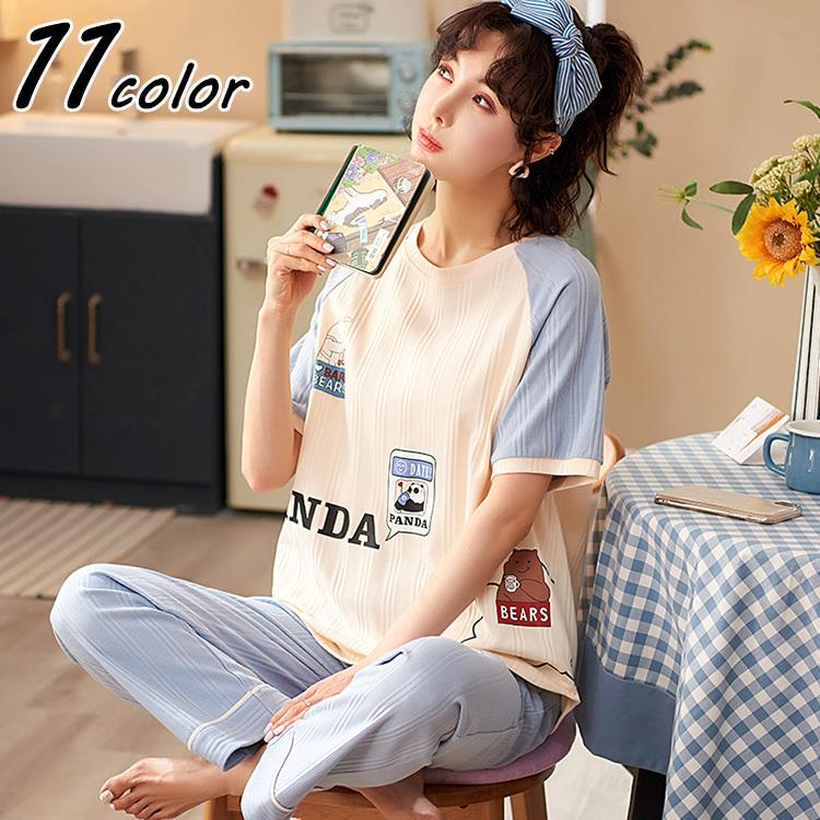 パジャマ ルームウェア レディース 春夏秋 半袖 パジャマ 可愛いルームウェア カートン ロングパンツパンツ上下セットパジャマ ゆったり 部屋着 寝間き快適 Y Fairyhouse 通販 Yahoo ショッピング