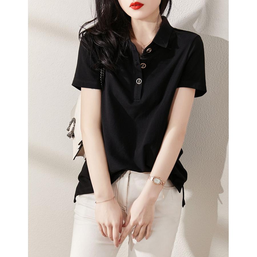 ブラウス レディース 40代 春夏新作 オシャレブラウス 綿シャツ 半袖トップス 黒 ポロ襟ブラウス 大人 上品 通勤ol ゆったり Tシャツ カジュアル 30代 50代 Y Fairyhouse 通販 Yahoo ショッピング
