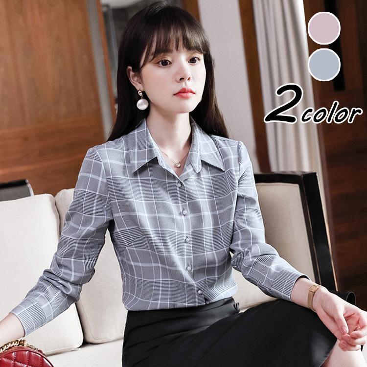 ブラウス レディース 長袖ブラウス 秋新作 オフィスブラウス チェック柄 オシャレブラウス 襟付きトップス 韓国風 大人 上品 通勤ol ゆったりt シャツ 40代 50代 Y Fairyhouse 通販 Yahoo ショッピング