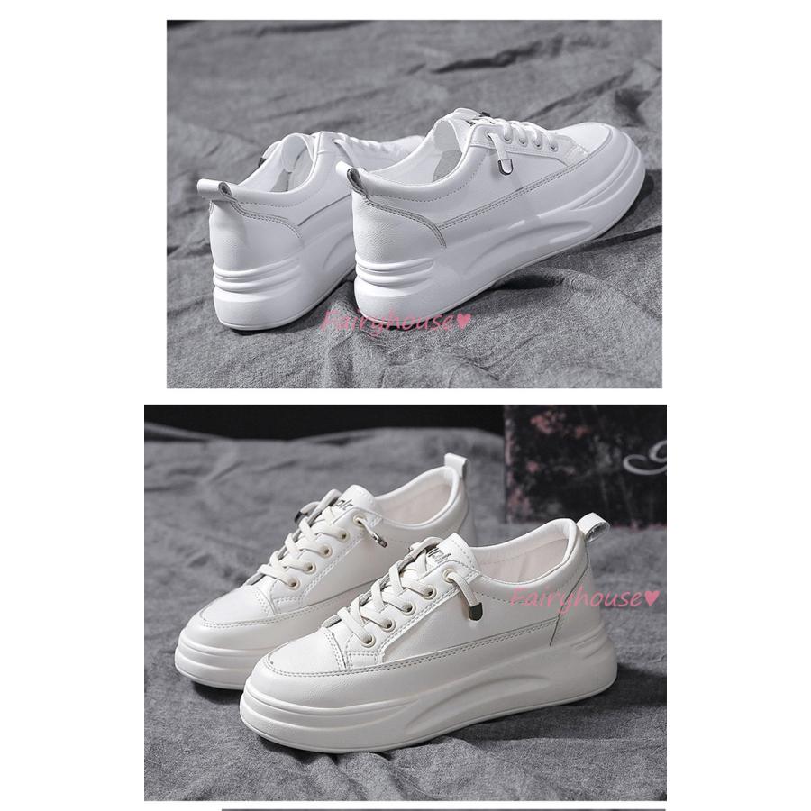 スニーカー レディース 白スニーカー 40代 シューズ スリッポン フラットシューズ 秋靴 レディーススニーカー 50代 厚底靴 歩きやすい Pu革 美脚 通勤 通学 Y Fairyhouse 通販 Yahoo ショッピング
