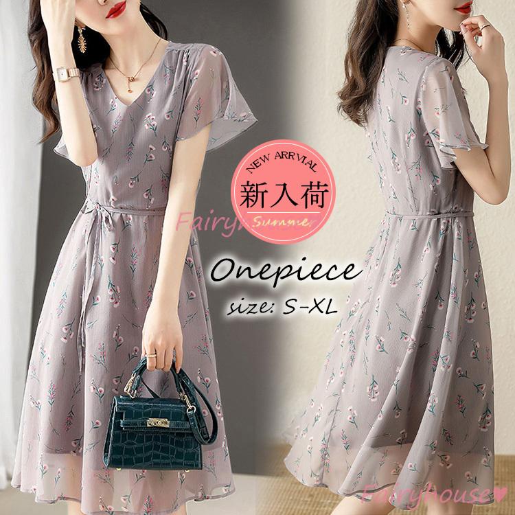ワンピース レディース 40代 きれいめ 膝丈ワンピース 春夏新作 半袖ワンピース 花柄vネック Aラインスカートオシャレ韓国風 大人 結婚式ドレス ゆったり 30代 Y23 Fairyhouse 通販 Yahoo ショッピング