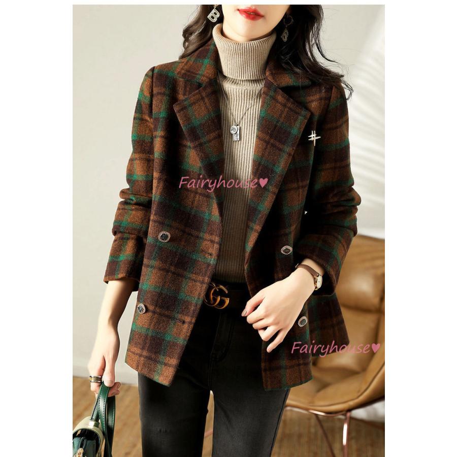 チェスターコート レディース 秋冬 40代 チェック柄 チェスターコート ショット丈 ラシャコート スーツオーバー 韓国風 アウター 通勤 着痩せ オシャレ 大人 Y27 Fairyhouse 通販 Yahoo ショッピング
