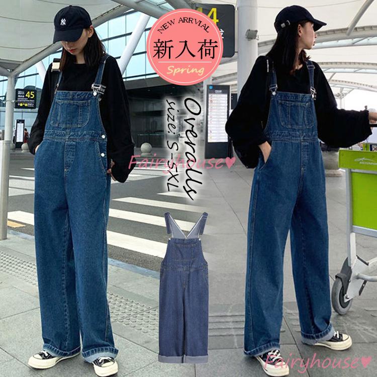オーバーオール レディース オールインワン デニムワイトパンツ ロング丈パンツ サロペット ジーンズ ゆったり ボトムス カジュアル 春夏 30代40代50代 オシャレ Y28 Fairyhouse 通販 Yahoo ショッピング