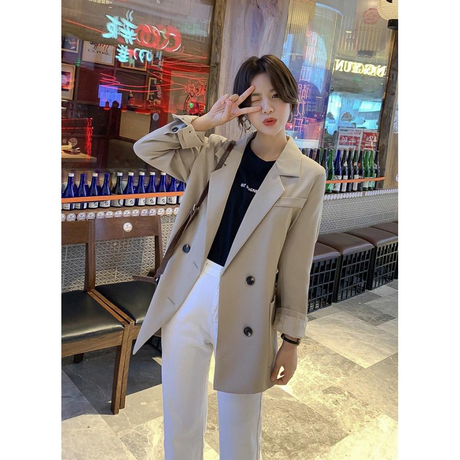 ブレザー レディース スーツ スーツジャケット 秋冬 長袖 ロング丈 チェック カジュアルウエア ダブルブレスト オシャレ きれいめ 韓国風 通勤 4色 Y Fairyhouse 通販 Yahoo ショッピング