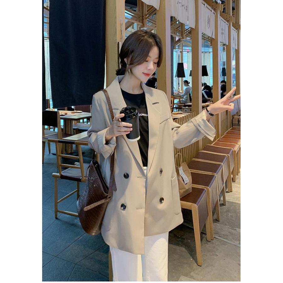 ブレザー レディース スーツ スーツジャケット 秋冬 長袖 ロング丈 チェック カジュアルウエア ダブルブレスト オシャレ きれいめ 韓国風 通勤 4色 Y Fairyhouse 通販 Yahoo ショッピング