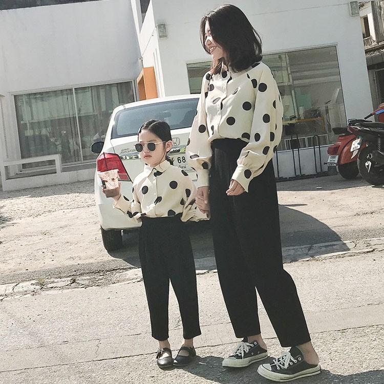 セットアップ レディース 親子お揃い 親子ペアセット 春夏 長袖 ドット お洒落 韓国風 ゆったり 新作 きれいめ カジュアル ズボンセット Y Fairyhouse 通販 Yahoo ショッピング