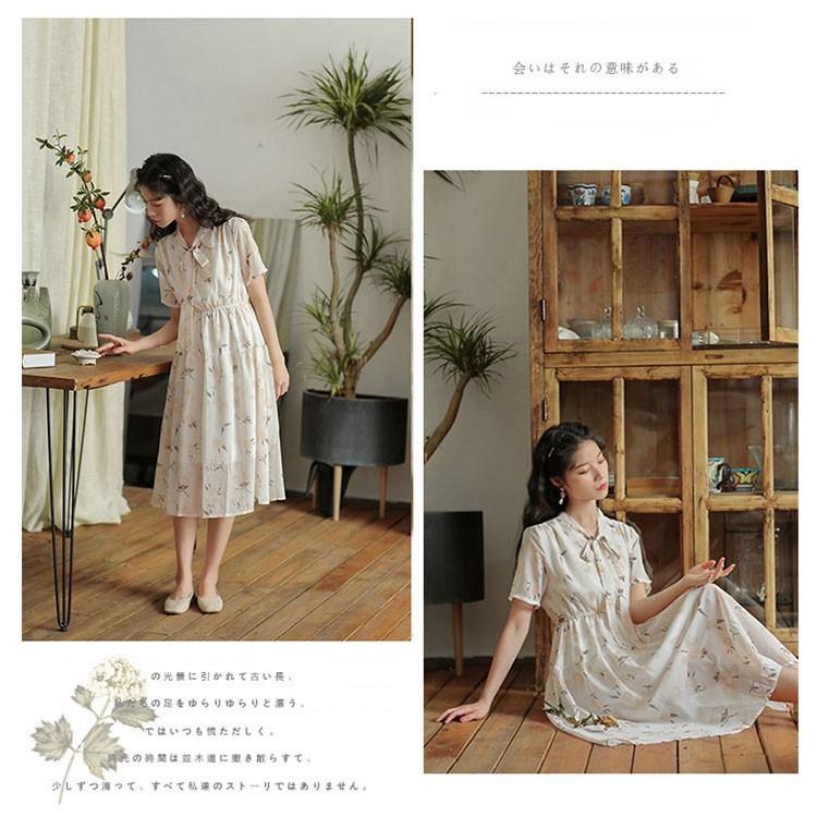ワンピース レディース 夏 半袖 花柄ワンピース 通勤ワンピース きれいめ ロング丈 リボン 韓国風 復古風 可愛い オシャレ カジュアル ゆったり Y Fairyhouse 通販 Yahoo ショッピング