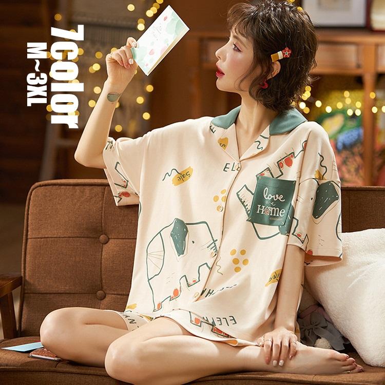 パジャマ レディース 夏 半袖 可愛い 寝巻き 部屋着 開襟 韓国風 オシャレ 上下セット きれいめ レディースルームウエア ゆったり 7色 Y Fairyhouse 通販 Yahoo ショッピング