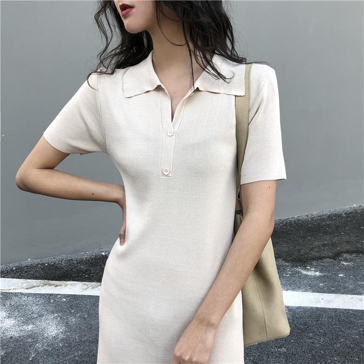 ワンピース レディース 夏 半袖 ニッドワンピース 通勤 Ol きれいめ オシャレ 韓国風 ゆったり シャツワンピース ビジネス タイト 着痩せ 欧米風 2色 Y Fairyhouse 通販 Yahoo ショッピング