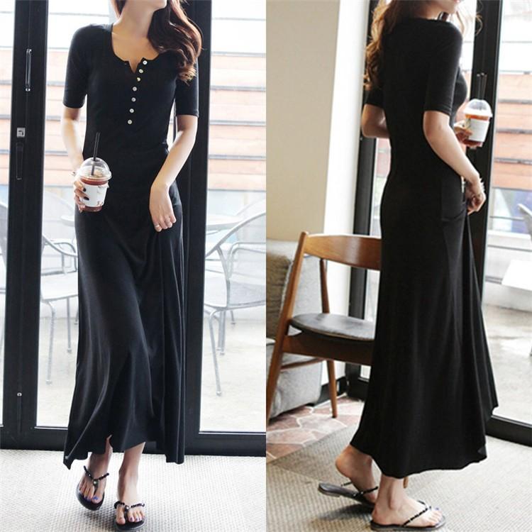 ワンピース レディース マキシ丈ワンピース 夏 半袖ワンピース 無地 きれいめ ロング丈 40代 ルームウェア マタニティ オシャレ 韓国風 2色 Y Fairyhouse 通販 Yahoo ショッピング