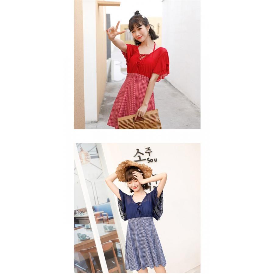 水着レディース 体型カバー 水着 ワンピース型 サロペット チェック柄 小胸バンドゥ 水着 韓国風 40代 大きいサイズ 可愛い スイムウェア 温泉 ママ水着 Y Fairyhouse 通販 Yahoo ショッピング