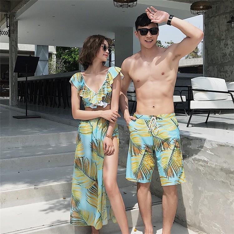 カップル 水着 ペアルック レディース ビキニ 上下セット 3点セット メンズ サーフパンツ スイムウエア ペア水着 お揃え ペアビーチ ご夫婦 ミズギ 男女2着 Y Fairyhouse 通販 Yahoo ショッピング