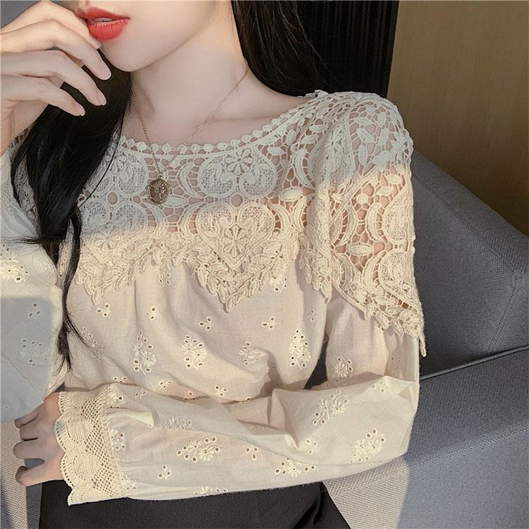ブラウス レディース きれいめ 40代 春秋 上品 レース花刺繍ブラウス 白シャツ 長袖 ゆったり オシャレ 韓国風 大人 Tシャツ30代 50代 Y Fairyhouse 通販 Yahoo ショッピング