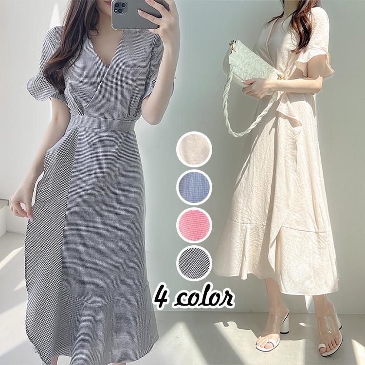 ワンピース レディース ワンピース Vネック チェック柄 スリット マキシワンピース 通勤 Ol 韓国風ワンピース 夏 ロングワンピース Y Fairyhouse 通販 Yahoo ショッピング