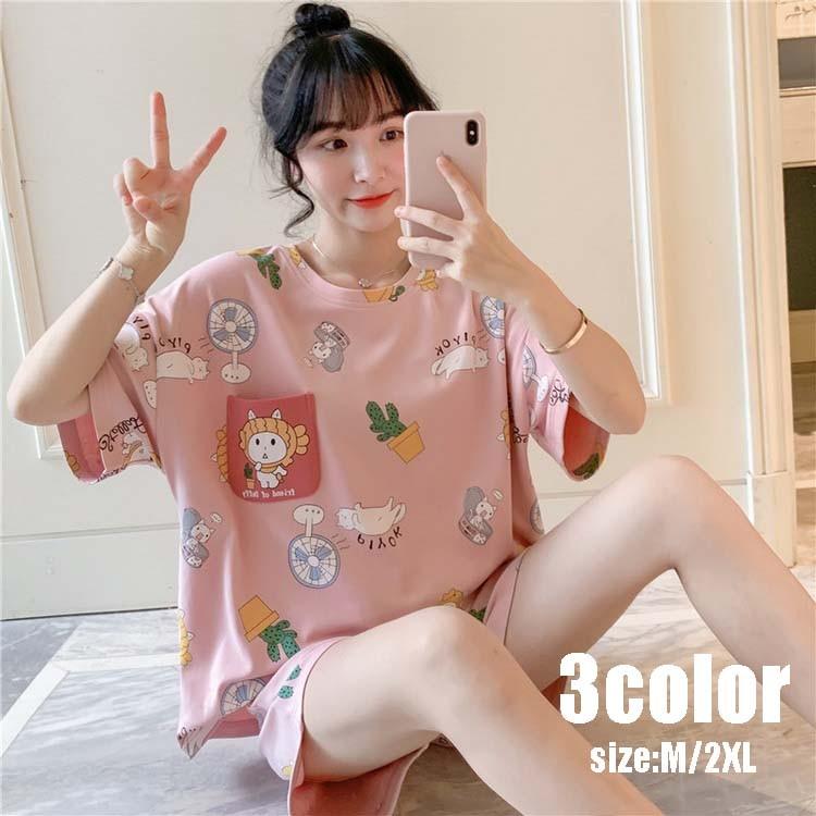 パジャマ ルームウェア レディース 夏用 半袖 パジャマ ショットパンツ ルームウェア 上下セット 可愛い 韓国風 パジャマ 女性 部屋着 寝巻き 寝間着 3色 新作 Y6798 Fairyhouse 通販 Yahoo ショッピング