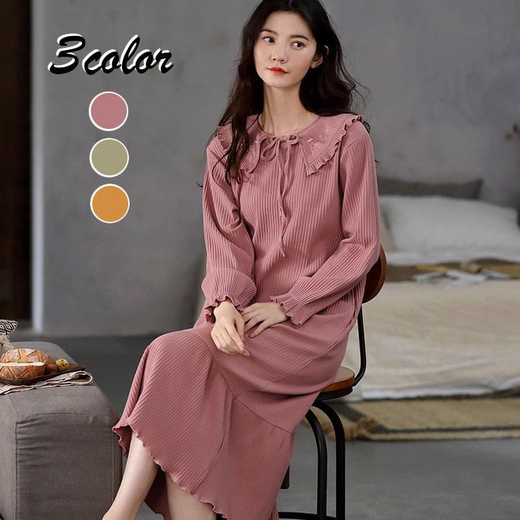 ネグリジェ パジャマ レディース 春秋 長袖ワンピース 綿パジャマ 大きいサイズ ロングtシャツ ナイトウェア 部屋着 可愛い 3色 オシャレ 寝巻き ワンピース Y Fairyhouse 通販 Yahoo ショッピング