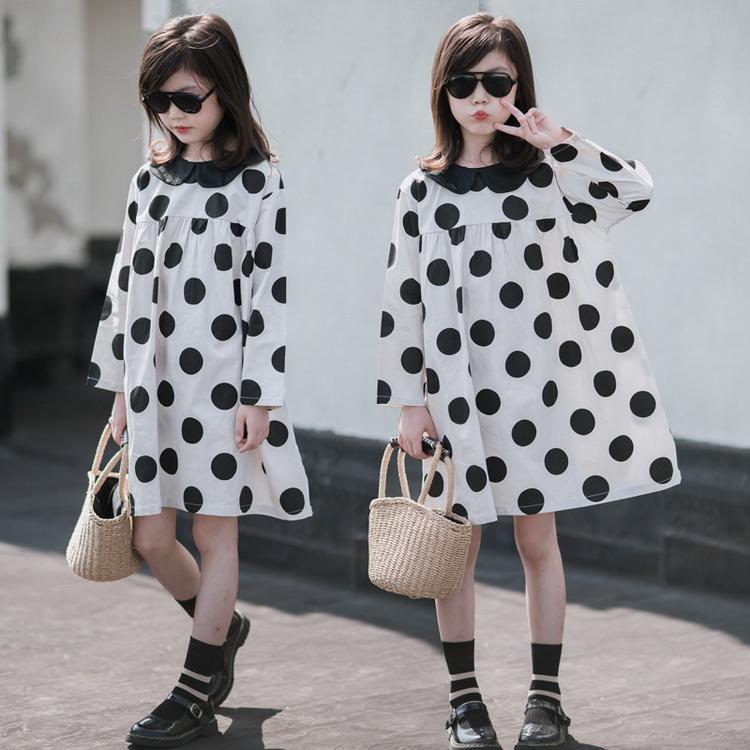 子供服 ワンピース 秋服 女の子 キッズ 長袖ワンピース 韓国風 ジュニアワンピース 膝丈 ドット柄ワンピース ロング丈 こども服 可愛い 小学生 110 160cm Y Fairyhouse 通販 Yahoo ショッピング