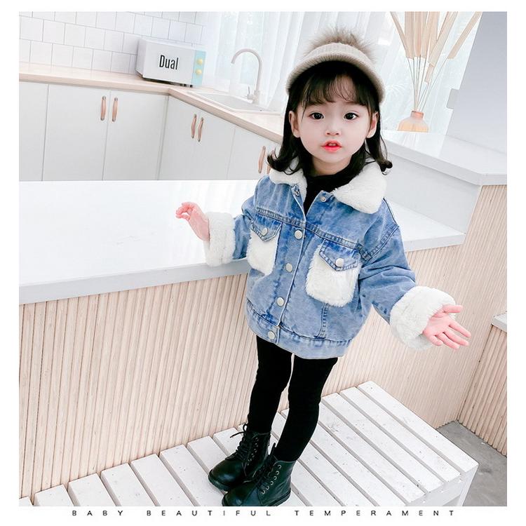 韓国子供服 アウター モコモコ 防寒 裏起毛 女の子 冬服 キッズ 厚手コート ショート丈 オシャレ デニムアンサンブル 可愛い お出かけ 通学 旅行 大人気 国内外の人気集結