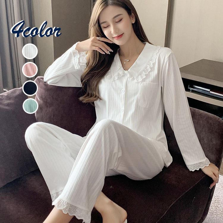 パジャマ ルームウェア レディース 春秋冬 長袖パジャマ 綿パジャマ シャツ ルームウェア 上下セットシンプル 韓国風 ゆったり 部屋着 寝巻き オシャレ 可愛い Y Fairyhouse 通販 Yahoo ショッピング