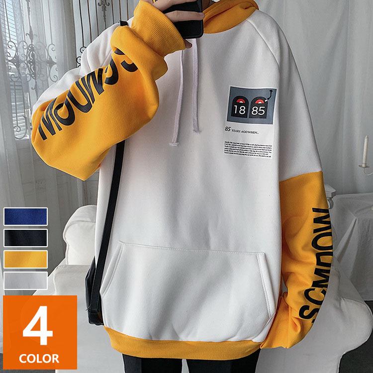 スウェットパーカー メンズ レディース 秋冬 長袖 配色パーカー カップルスウェットパーカー 防寒 プルオーバー 人気 通学 通勤 オシャレカジュアルトップス Y Fairyhouse 通販 Yahoo ショッピング