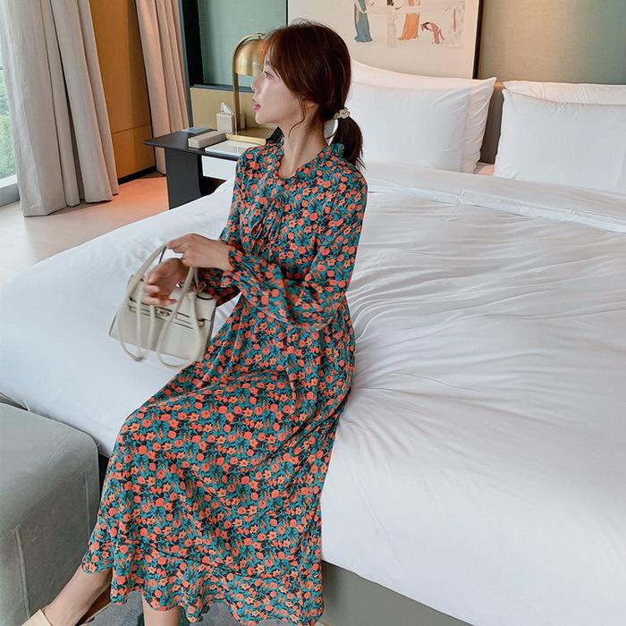 ワンピース レディース 40代マキシワンピース 春秋 長袖ワンピース Vネック シフォンワンピース 花柄 フレアスカート オシャレ 結婚式 お出かけ 大人 30代50代 Y Fairyhouse 通販 Yahoo ショッピング