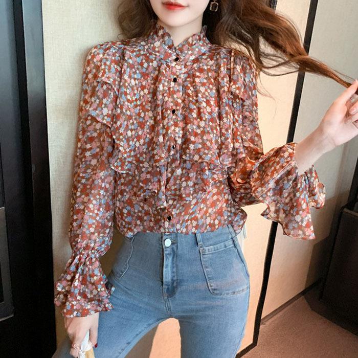 ブラウス レディース 40代 春夏秋 オシャレブラウス シャツ 長袖トップス 花柄シフォシャツ おしゃれ 通学 通勤ol オフィス ゆったりシャツ 30代 50代 新作 Y Fairyhouse 通販 Yahoo ショッピング