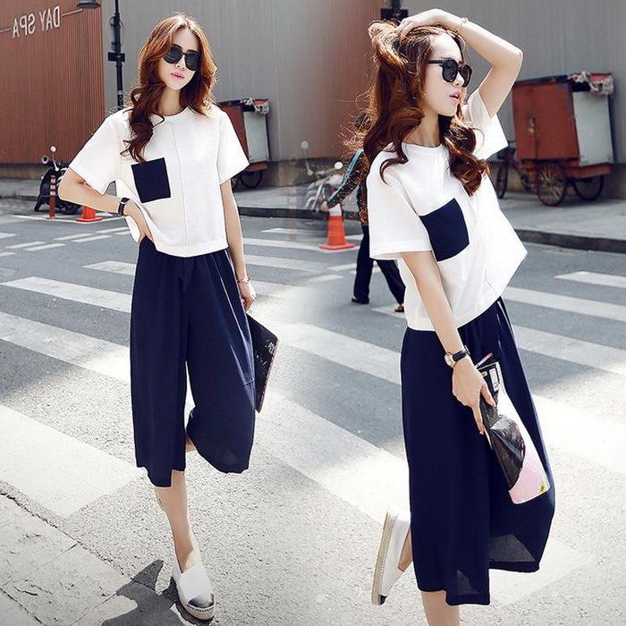 セットアップ レディース 春夏新作 半袖トップス 七分丈パンツ ワイドパンツ 2点セット オシャレセットアップ おしゃれ 韓国風カジュアルセットアップ 着痩せ Y6237 Fairyhouse 通販 Yahoo ショッピング